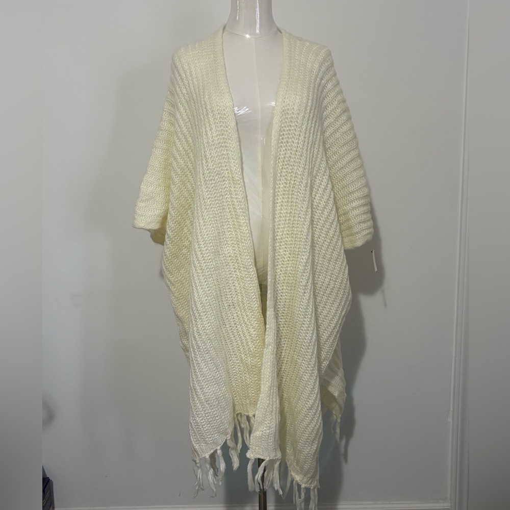 ULTRA FLIRT, Soft & Lightweight Cream Loose Knit Wrap/Cover-up, OS